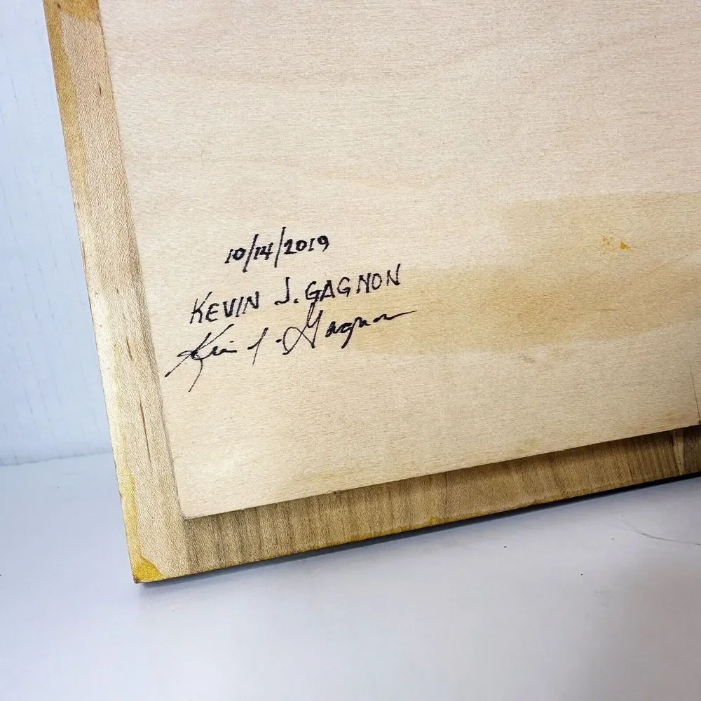 Stork Baby‎ Wooden Art Frame Signed Unique 13x11